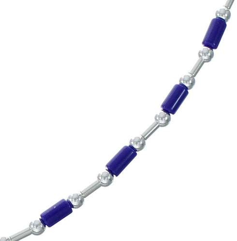 Lapis Sterling Silver Navajo Bead Necklace X11157